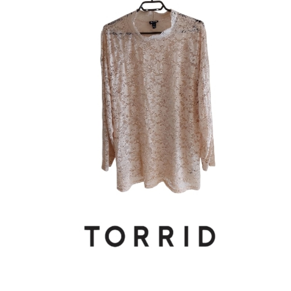 Torrid Long Sleeve Stretchy Lace Top